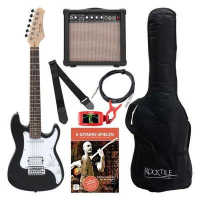 Kinder E-Gitarre Komplett Set Verstärker Amplifier Kabel Gigbag Gurt Schwarz