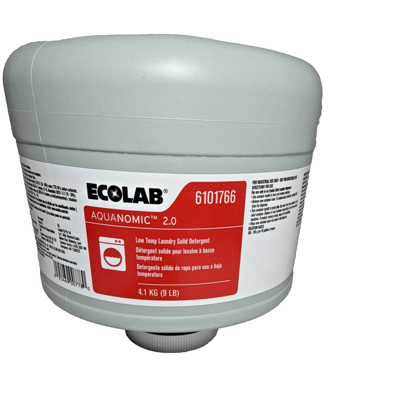 Ecolab Aquanomic 2.0 Low Temp Solid Laundry Detergent HE Unscented 9 lb