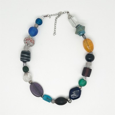 Handmade Multicolor Chunky Beaded Necklace Colorful Large Beads Hand Crafted