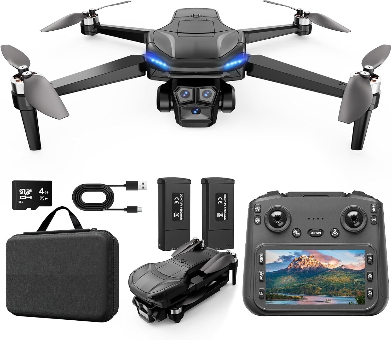 4K GPS Drone with Camera for Adults with 4.5” HD Screen Controller, Brushless