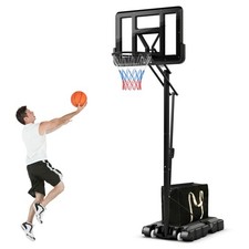 Topbuy Portable Basketball Hoop 8-10FT Height Adjustable Basketball Hoop System