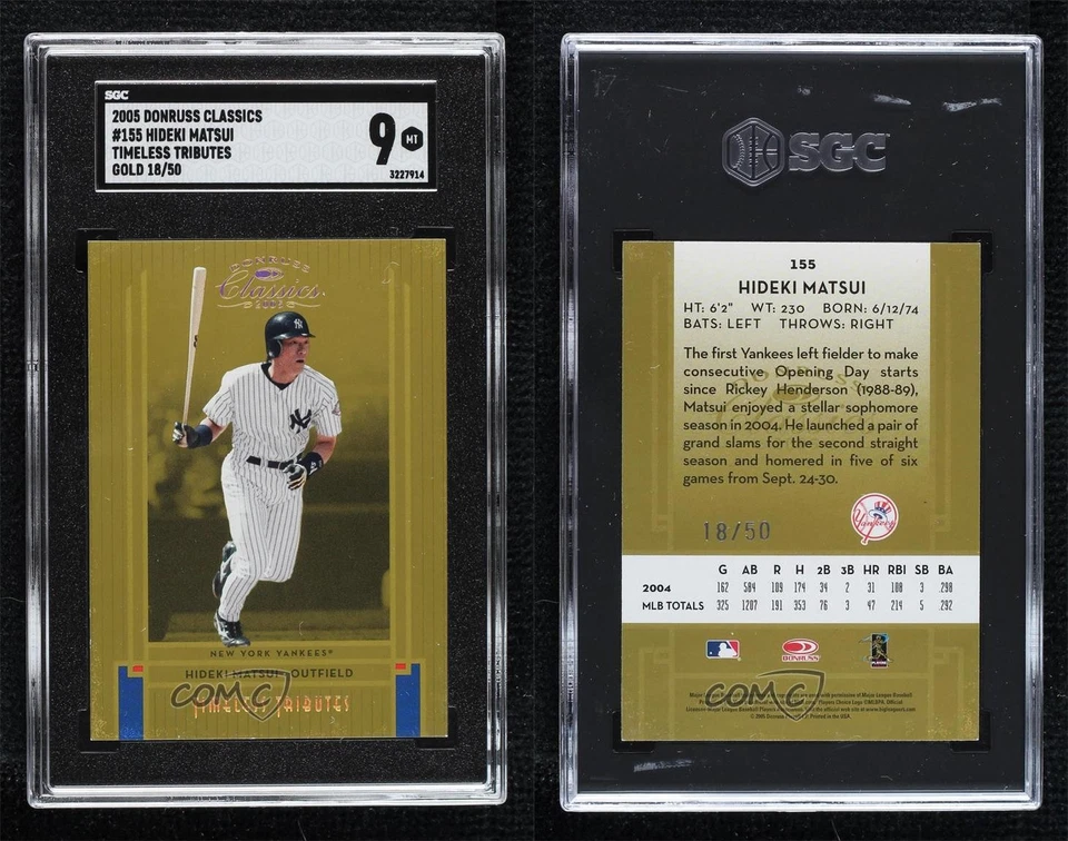 Donruss Classics Gold Timeless Tributes 2005 18/50 Hideki Matsui SGC 9 como nuevo 13u1 Foto 3 de 3