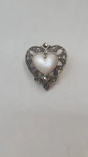 Women's Vintage Pendant/Slide .925 Silver Mother of Peal Heart Retailed $80