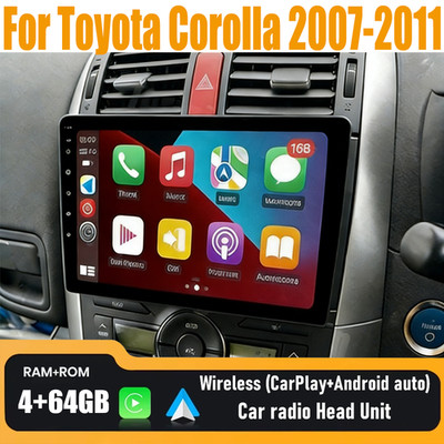 9'' Wireless Carplay Android Auto Head Unit Stereo For Toyota Corolla 2007-2011