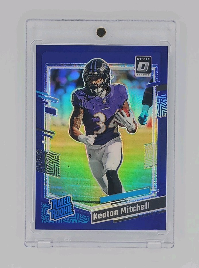 2023 Donruss Optic Keaton Mitchell Purple /50 Rated Rookie Cokor Match #207