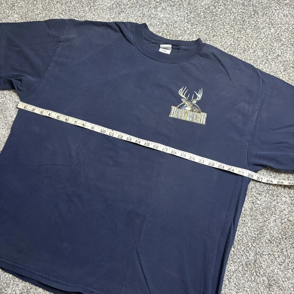 Vintage Buck Wear Hunting Shirt 2XL Short Sleeve Blue 2005 Beer Deer Camp - Image 4 of 4
