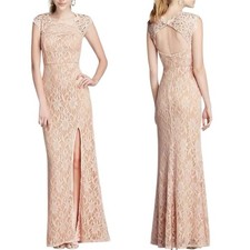 City Triangles All Over Lace Prom Dress with Side Slit Skirt