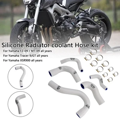 Silicone Radiator coolant Hose Pour Yamaha MT-09 XSR900 Tracer 9/GT all years WH - Photo 1/4