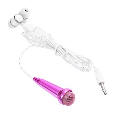 Mini Small Microphone with Earphone for Singing Notebook Color Red Pink