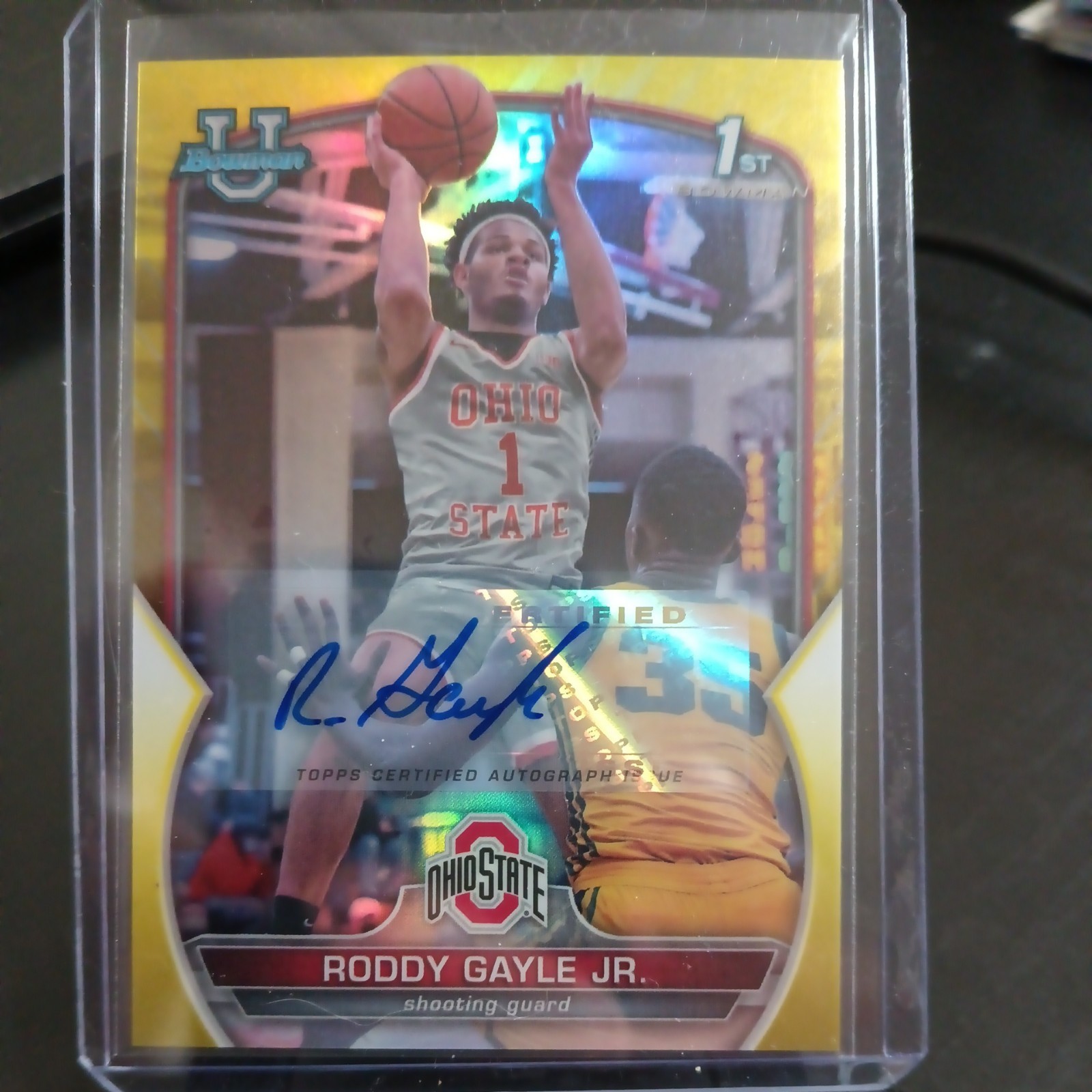 2022-23 Bowman Chrome U RODDY GAYLE JR. #8 Yellow Refractor 1st Bowman Auto /75