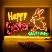 LED Drawing Board, 13.7"X10" Note Board with Colors, Light 10"W x 0.1"H