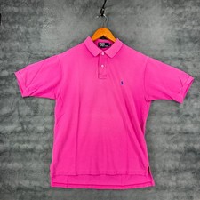 Polo Ralph Lauren Short Sleeve Pink Polo Shirt Men's Size Large Blue Pony