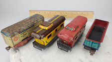 4x Vintage Tin Train Car Marx Union Pacific New York Central C S 555 556 3824