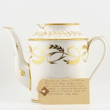 France Porcelain Teapot Paris White Gilt Scroll Flower French Revolution 19th C