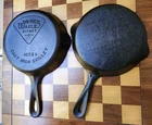 Wagner Ware Sidney O- 1053D Pie Logo 3 Cast Iron Skillet & Hammered Fry Pan (2)