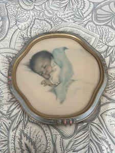 Bessie Pease Gutmann"A Little Bit of Heaven" Vintage Nursery Art in Beige & Blue