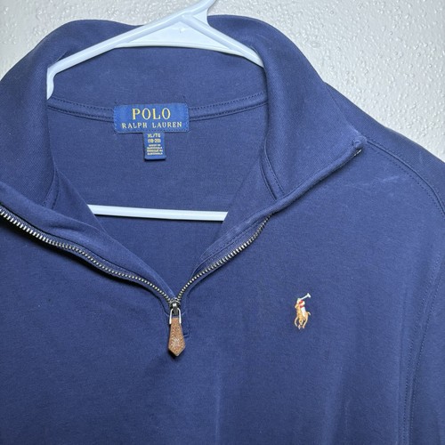 Polo Ralph Lauren Sweater Youth Boys XL Blue Brown Pony 1/4 Zip Pullover - Picture 2 of 5
