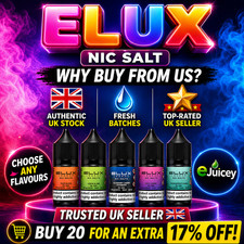 ELUX NIC SALT VAPE JUICE LIQUID  10ml NEW FLAVOURS 5mg, 10mg & 20mg All Flavours