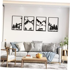  4 Pack Metal Wall Art, Mountain Iron Wall Sculpture, Art Wall Décor for 