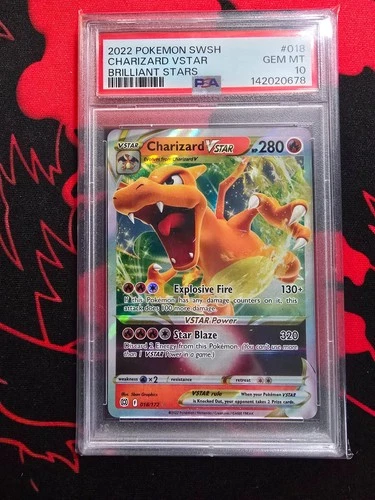 PSA 10 Charizard VSTAR 018/172 Brilliant Stars Pokemon Card 2022