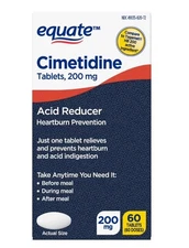 Equate Cimetidine Tablets 200 mg, Acid Reducer, 60 Count