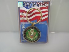 GOLD COLOR PEWTER ENAMEL KEY RING KEYCHAIN NEW UNITED STATES ARMY LOGO