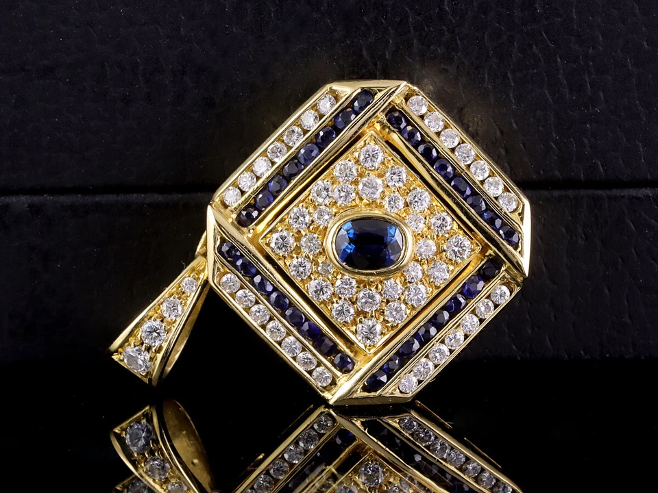 Attraktiver Saphir Brillant Anhänger ca. 1,20ct   750/- Gelbgold - Bild 4 von 4