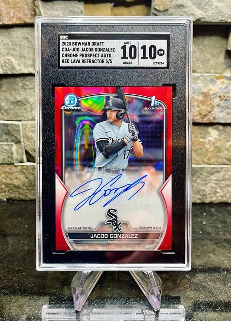 2023 Bowman Draft Baseball Jacob Gonzalez 1st Red Lava Chrome  Auto /5 SGC 10/10