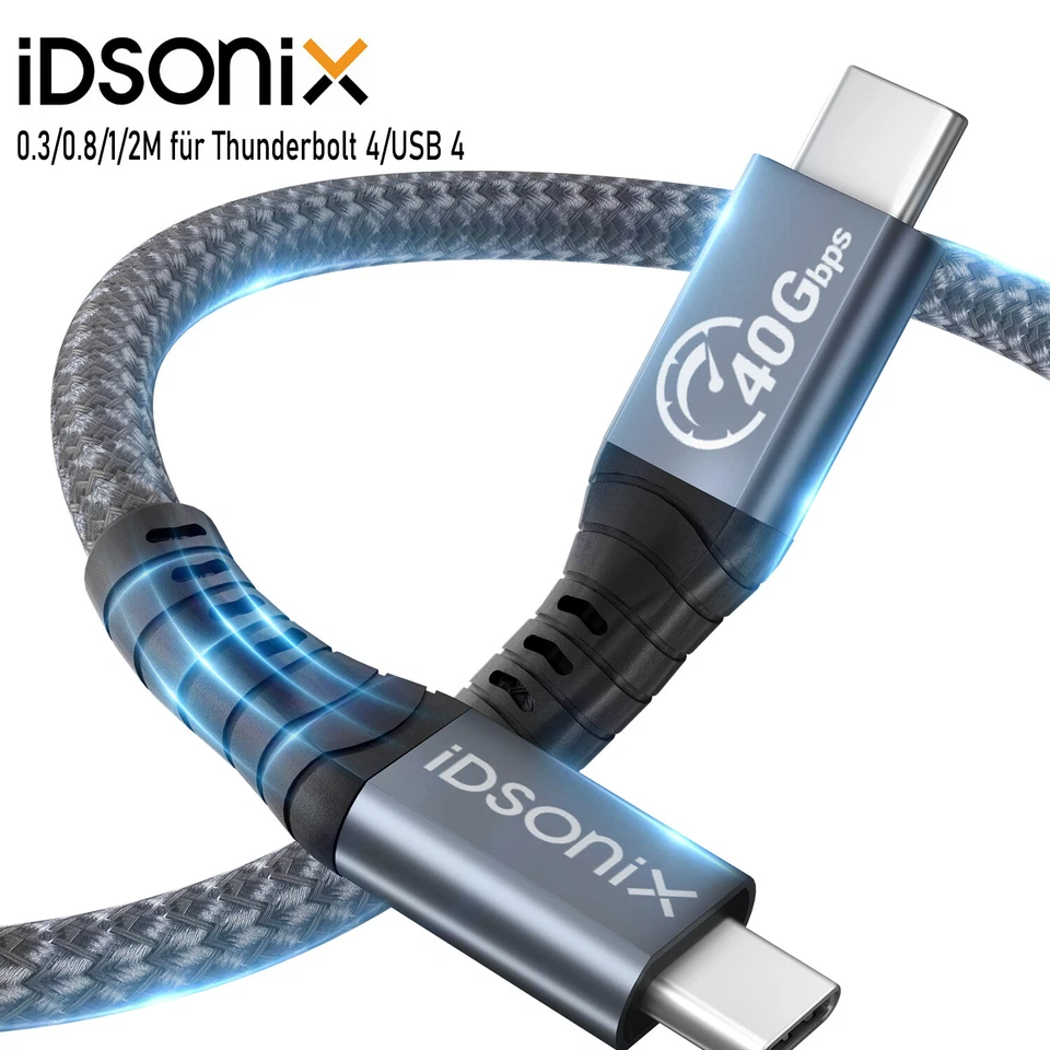 USB C Ladekabel 0.3/0.8/2m Kabel Datenkabel USB 4 For Thunderbolt 4 40Gbps - Bild 2 von 4