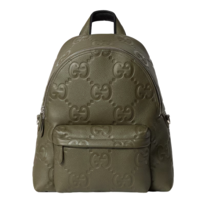 GUCCI $3400 Dark Green Jumbo GG Leather Medium Backpack New