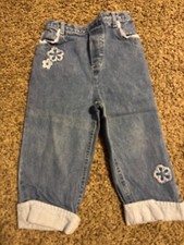 vintage flare jeans with embroidered flowers, little girls