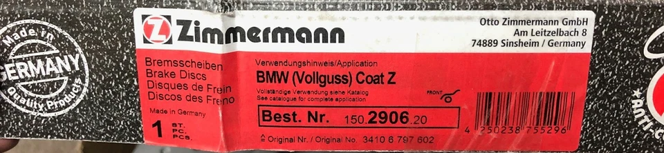 ROTOR FRENO DISCO DELANTERO BMW 328i 335i 428i 435i IMMERMANN 150290620 CAJA ABIERTA Foto 3 de 4