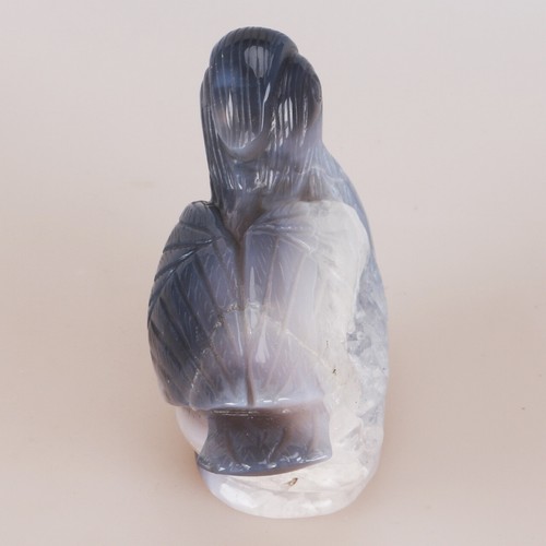 5.1" Natural Geode Agate Quartz Crystal Hand Carved Mandarin Duck Carving 680g - Picture 7 of 8
