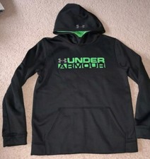 BOYS UNDER ARMOUR Hoodie YOUTH LARGE YLG BLACK GREEN SHIRT