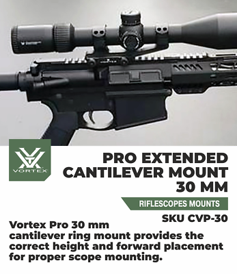 Vortex Optics Pro Extended 30mm Cantilever Mount with Free Hat