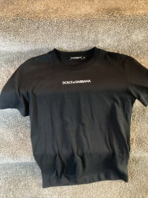 Dolce & Gabbana Men's Logo Short Sleeve T-shirt Black White Size