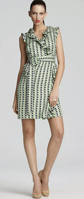 Kate Spade Aubrey Wrap Silk Geo Print Ruffle Green Black Dress Size 00 $438 | eBay Kate Spade Aubrey Wrap Silk Geo Print Ruffle Green Black Dress Size 00 $438 | eBay