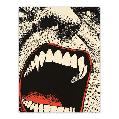 Vampire Teeth Mouth Close Up Pop Art Horror Wall Art Poster Print