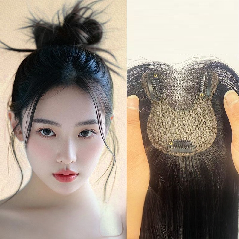 Human Hair Topper with Lace Base 3.15x4.53 Inches Clip-in Volume Styling Amazon.com : EMMOR Remy Human Hair Toppers for Women, 100  main image 4