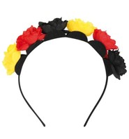 Deutschland Blumen Rosen Haarreif Wabbles Schwarz Rot Gold Fan KostüM EM Party