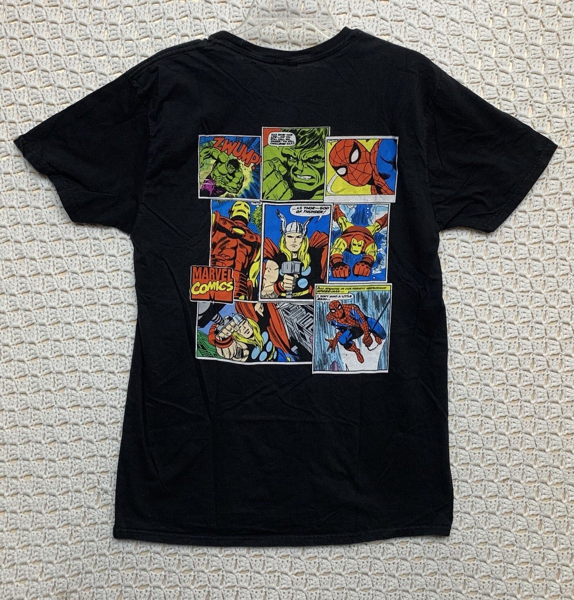 MARVEL コミックプリント Tシャツ Marvel Comics Sz T-Shirt Large Black Graphic Print Man Thor Spider