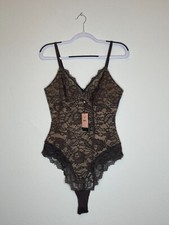 New PINSY SHAPING LACE SHAPEWEAR BODYSUIT chocolate brown women s size XL