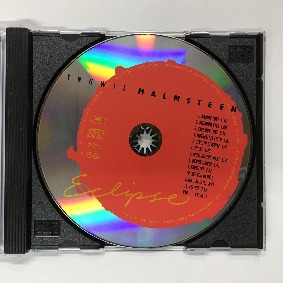 英LP Yngwie Malmsteen Eclipse 8433611 POLYDOR /00260 Eclipse by Yngwie Malmsteen (CD, 1990, Polydor) 0422-843361
