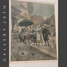 WOW! CARLOS ALONSO PEREZ HAND COLORED SIGNED PRINT! ART VTG PAINTING MASTERS