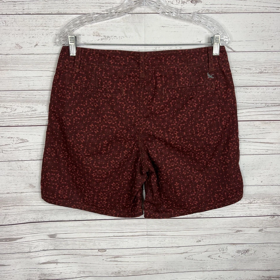 Pantalones cortos Eddie Bauer para mujer talla 8 marrón rojizo estampado tiro medio mezcla de algodón Foto 4 de 4