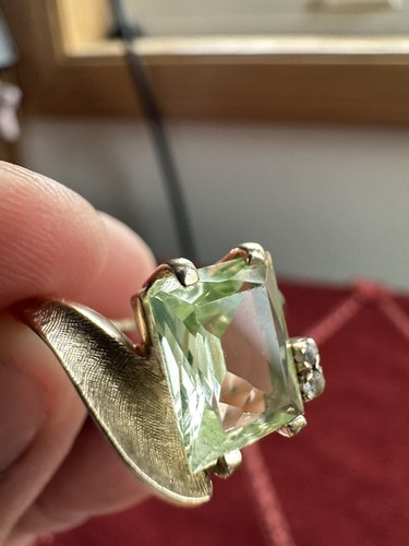 10k massiver Gelbgold Smaragd Schliff Peridot Schlangenring Antik 1970er Vintage 3,12 Gr. - Bild 2 von 24
