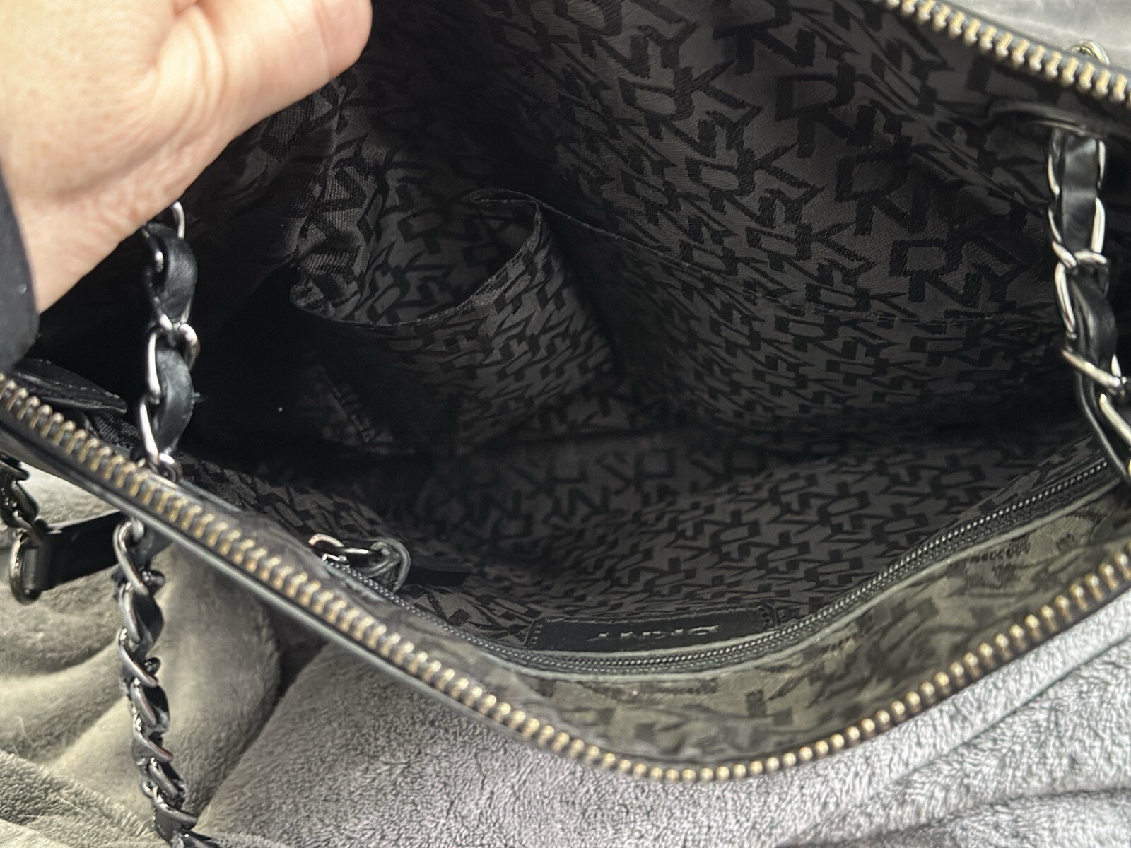 DKNY Leather Snakeskin Python Metallic Handbag Pu… - image 3