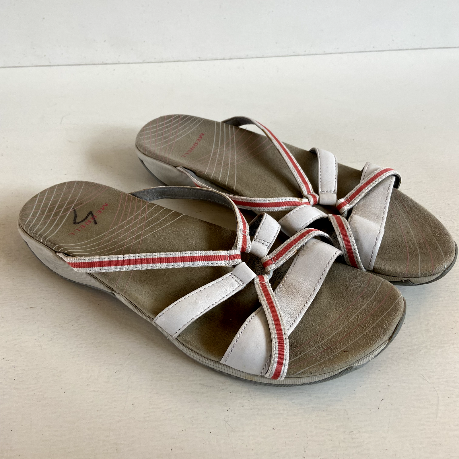 Sandali da donna Merrell slides bianchi in pelle corallo taglia 10 canellia