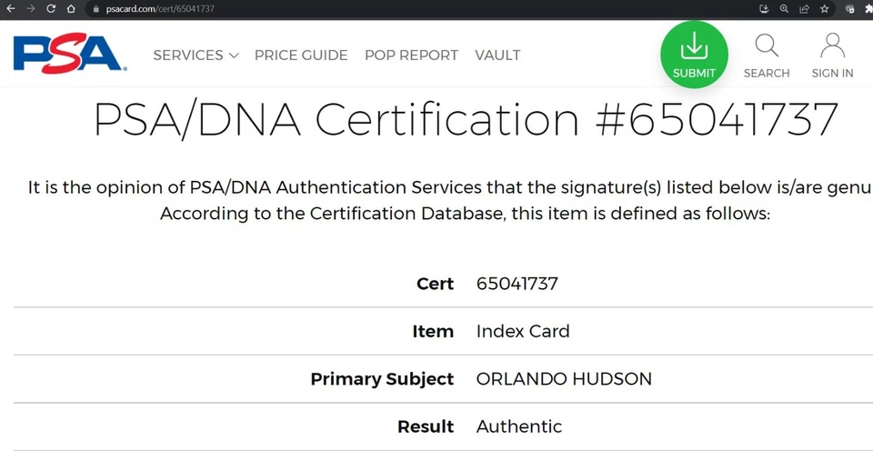 2010 HA исторический автограф все звезды Орландо Хадсон /10 авто PSA / ДНК подлинный - Изображение 3 из 4