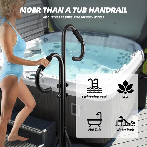 Adjustable Hot Tub Handrails 45-53” with Dual-Purpose 360° Swivel Safety Railing - Picture 6 of 9